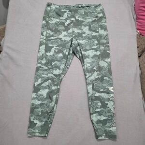 Reebok Camo Snakeskin Leggings Green High Rise Athletic Pockets Yoga Tights Mens